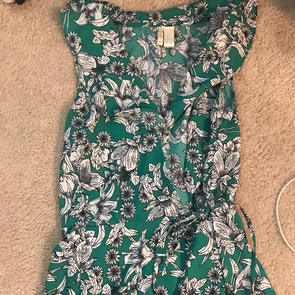 Green Floral Wrap Blouse